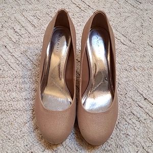 Cork bottom Tahari Heels with silver accents